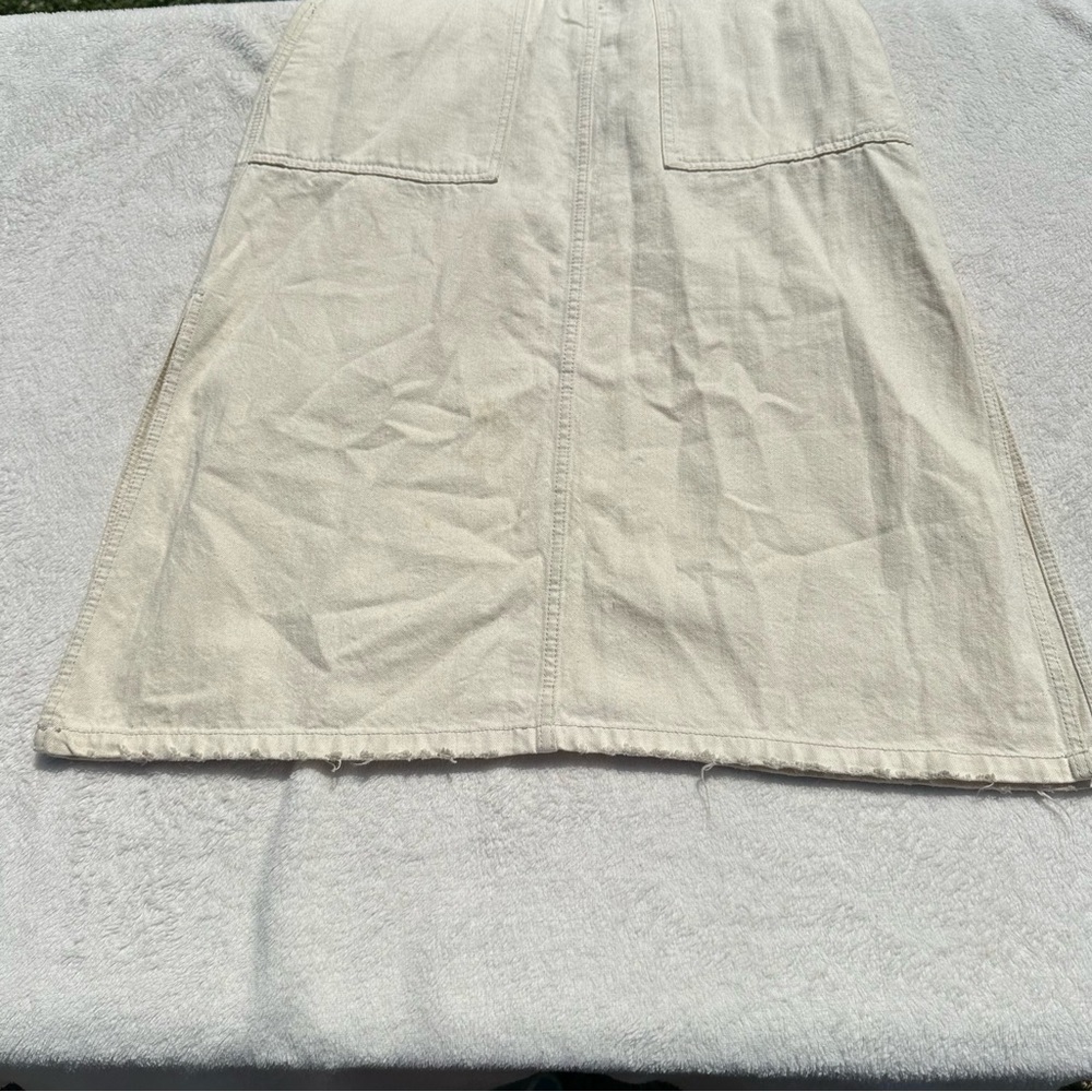 EU Zara TRF Cream Denim Overall Pinafore Midi Dress - Picture 6 of 16